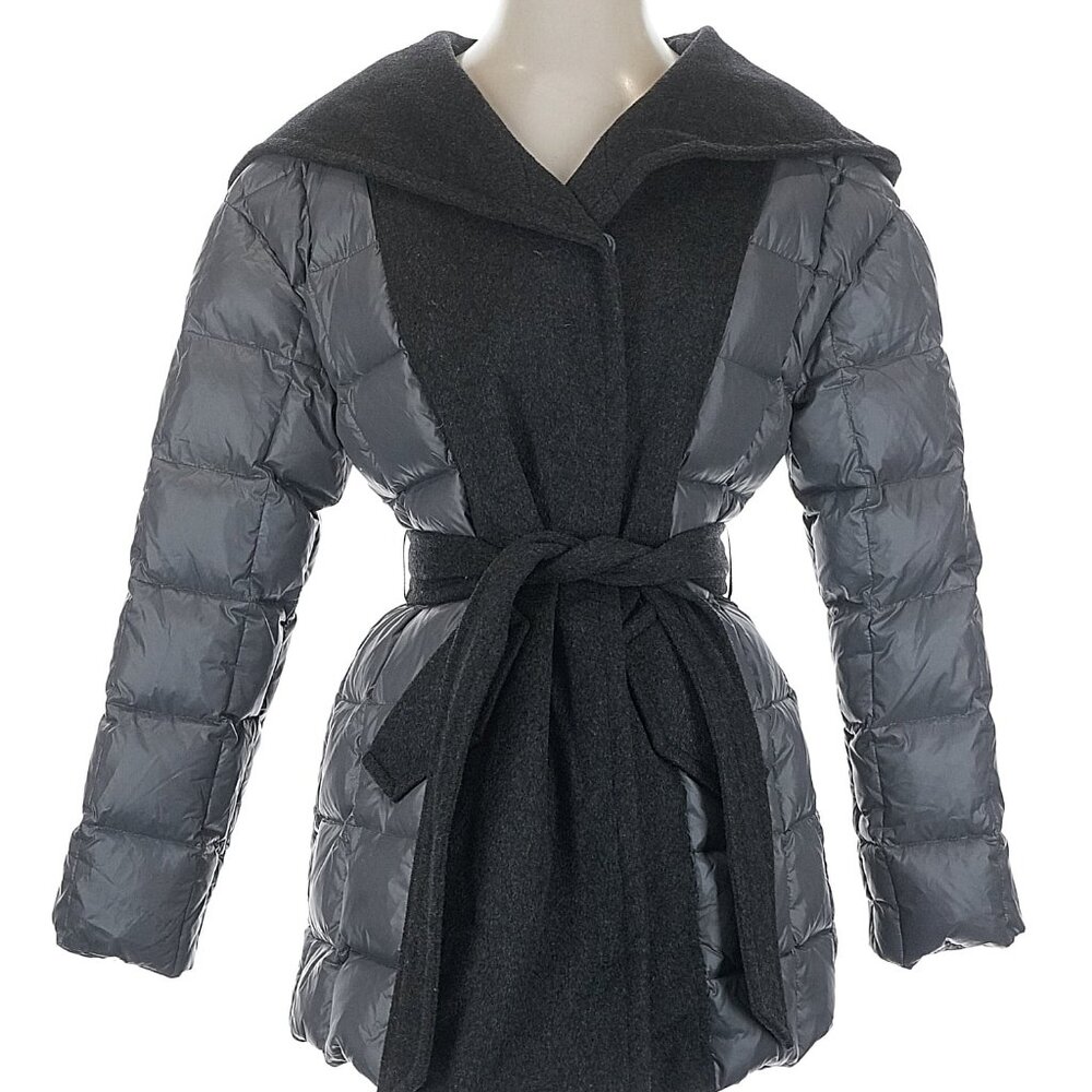Allan Virgo Atelier Down Puffer Belted Jacket Wool Gray Small Collection II